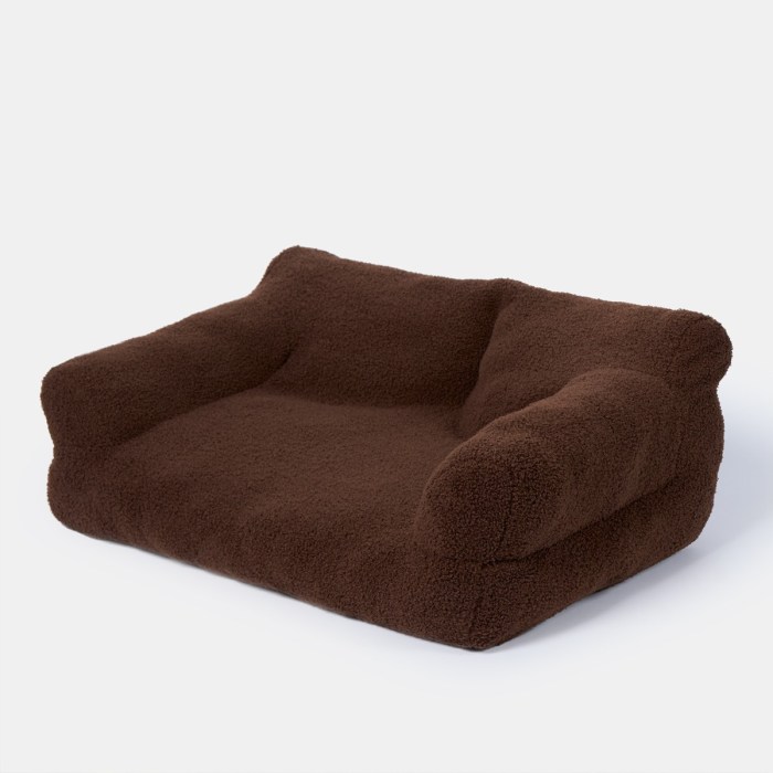 OHS Plush Pet Bed Sofa, Chocolate - Medium Plush luxury dog couch